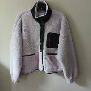 Peloton Women's Size Medium Caviar Warm Sherpa Sweater Long Sleeve Pocket Purple